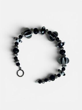 Y2K Inspired Handmade Black and White Bracelet